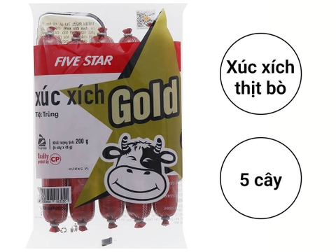 Xúc xích tiệt trùng five star Gold C.P gói 200g (5 cây x 40g)