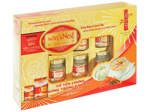 Hộp 6 hũ tổ yến chưng đông trùng hạ thảo Win'snest 70ml