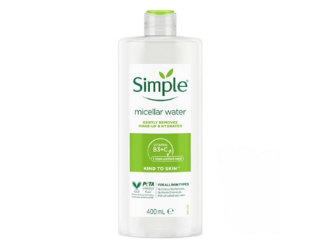 Nước tẩy trang Simple Micellar Water Gently Removes Make Up & Hydrates làm sạch lớp trang điểm 400ml