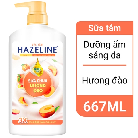 Sữa tắm Hazeline nâng tông da sữa chua hương đào 667ml