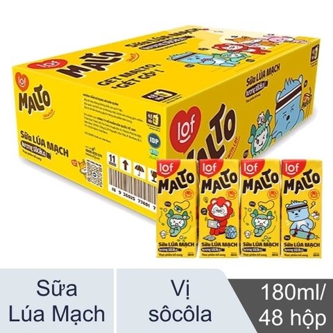 Thùng 48 hộp sữa lúa mạch hương socola LOF Malto 180ml