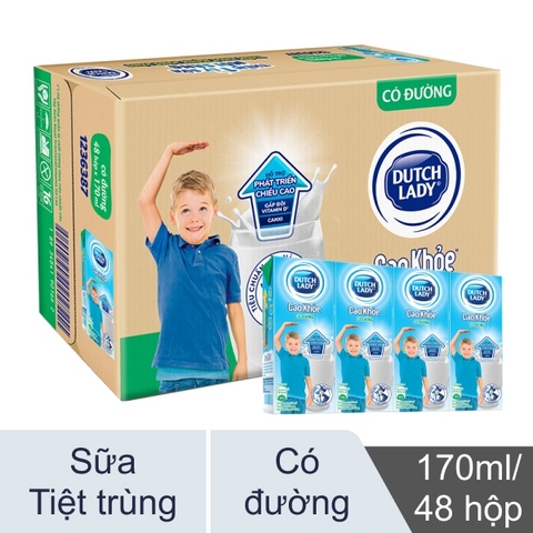 Thùng 48 hộp sữa tiệt trùng có đường Dutch Lady Cao Khoẻ 170ml