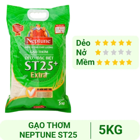 Gạo thơm Neptune ST25 Extra túi 5kg