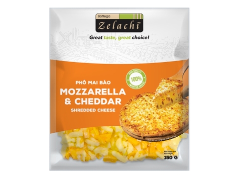 Phô mai Mozzarella & Cheddar Bottega Zelachi gói 150g