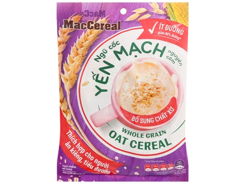 Ngũ cốc yến mạch nguyên cám MacCereal ít đường bịch 480g