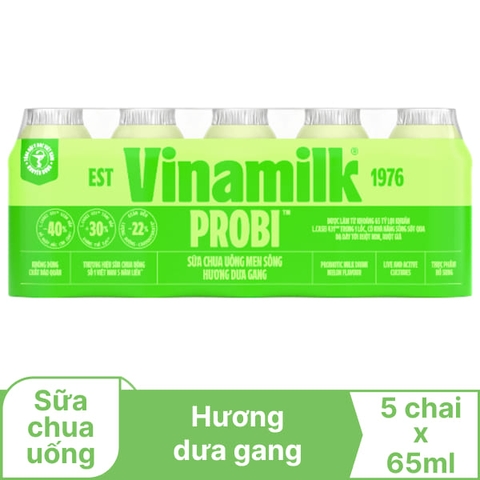 Thùng 50 chai sữa chua uống men sống dưa gang Vinamilk Probi 65ml
