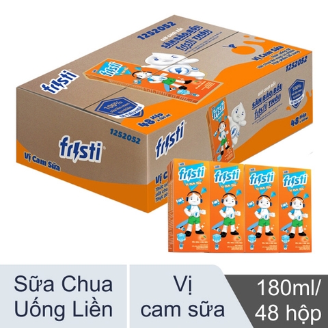 Thùng 48 hộp sữa chua lên men tự nhiên vị cam sữa Fristi 180ml
