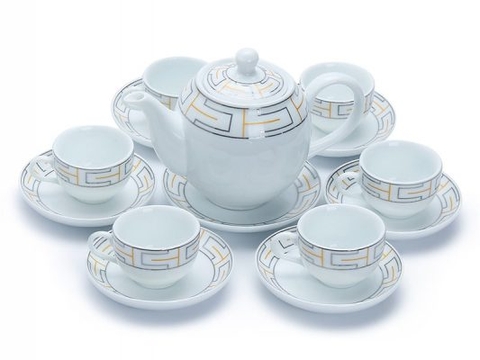 Bộ bình trà Bát Tràng Lập Thể 2 màu (Liên hệ nhận báo giá)