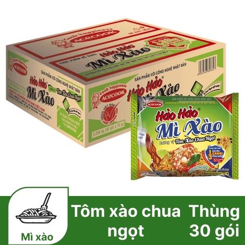 Thùng 30 gói mì xào Hảo Hảo tôm xào chua ngọt 75g