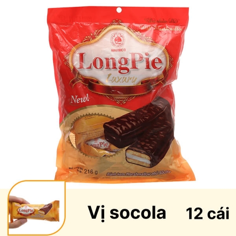 Bánh longpie Hải Hà kem marshmallow phủ socola gói 216g (12 cái)