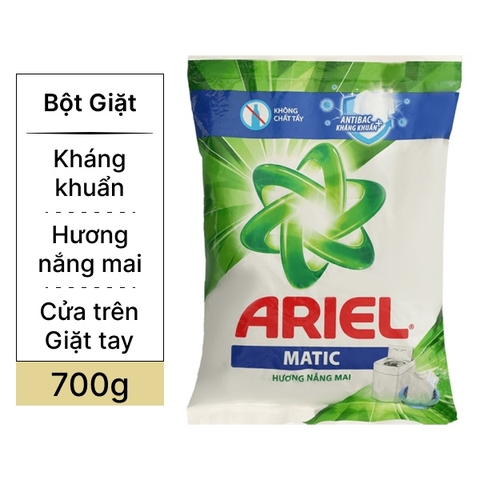 Bột giặt Ariel Sạch hoàn hảo - Khử mùi hôi hương nắng mai túi 700g