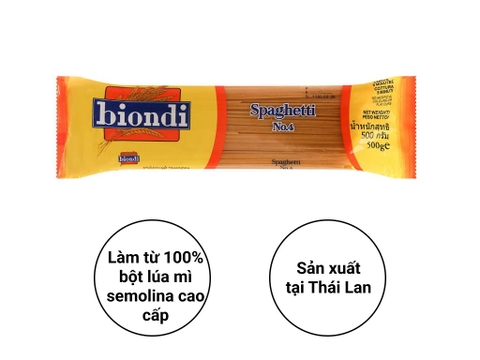 Mì Spaghetti số 4 Biondi gói 500g