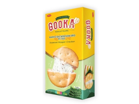Bánh cracker kem dẻo vị tảo Bibica Gooka Nougat Filling hộp 180g