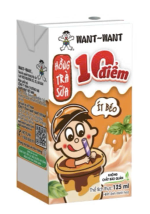 Sữa hộp- Hồng trà sữa 10 điểm ít béo Want Want- 125ml