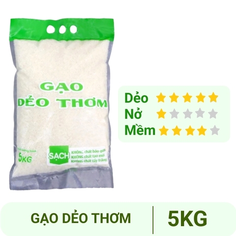 Gạo dẻo thơm Bách hoá XANH túi 5kg