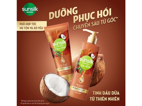 Dầu xả Sunsilk Natural phục hồi tóc hư tổn 330ml