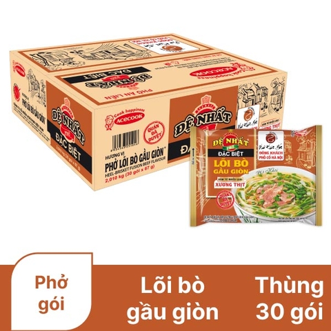 Thùng 30 gói phở ăn liền Đệ Nhất đặc biệt lõi bò gầu giòn 67g