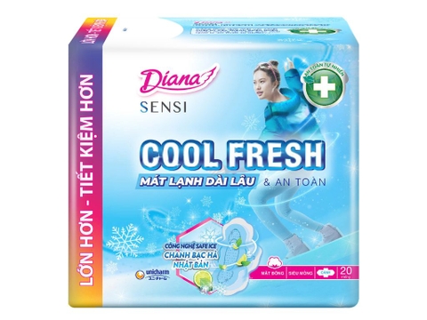 Băng vệ sinh Diana Sensi Cool Fresh kiểm soát mùi mỏng cánh 20 miếng