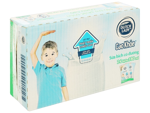 Thùng 24 bịch sữa tiệt trùng có đường Dutch Lady Cao Khoẻ 180ml