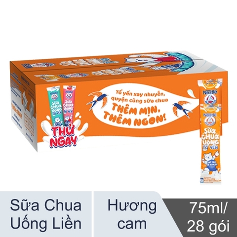 Thùng 28 gói sữa chua uống tổ yến hương cam Nestlé Gấu 75ml
