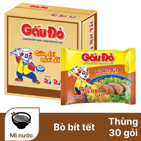 Thùng 30 gói mì Gấu Đỏ bò bít tết 63g