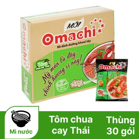 Thùng 30 gói mì khoai tây Omachi tôm chua cay Thái 80g