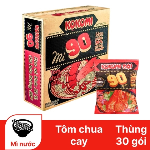 Thùng 30 gói mì Kokomi 90 tôm chua cay 90g