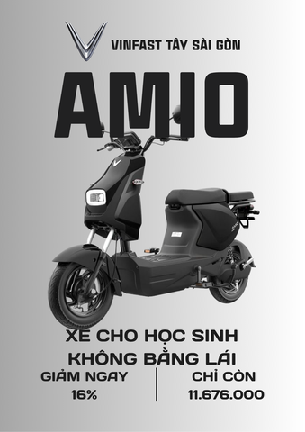 XE MÁY ĐIỆN CHO HỌC SINH VINFAST AMIO ĐEN