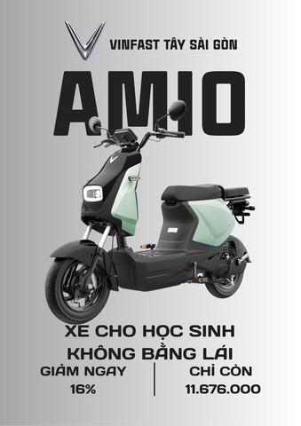 XE MÁY ĐIỆN CHO HỌC SINH VINFAST AMIO XANH OLIU