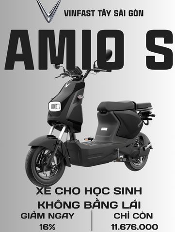 XE MÁY ĐIỆN CHO HỌC SINH VINFAST AMIO S ĐEN