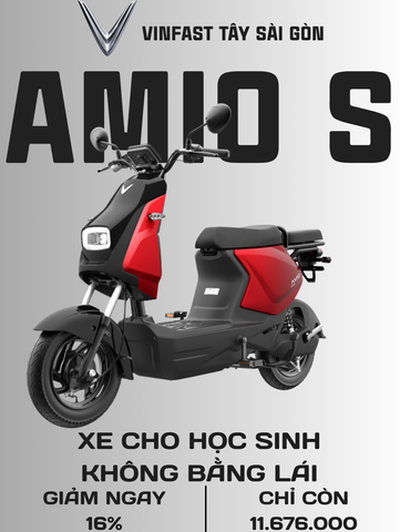 XE MÁY ĐIỆN CHO HỌC SINH VINFAST AMIO S ĐỎ