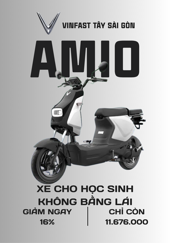 XE MÁY ĐIỆN CHO HỌC SINH VINFAST AMIO TRẮNG