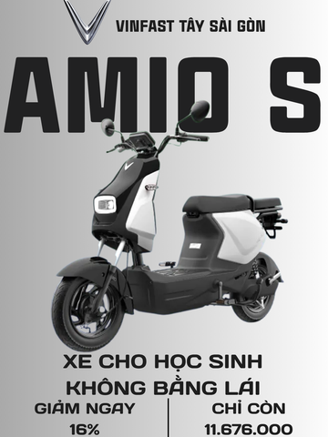 XE MÁY ĐIỆN CHO HỌC SINH VINFAST AMIO S TRẮNG
