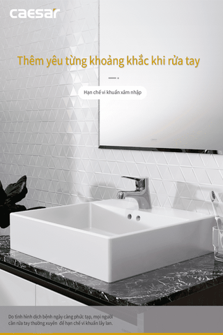 Vòi lavabo chậu rửa mặt Caesar B330CU nóng lạnh kèm nút xả nhấn