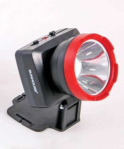 Đèn pin đội đầu SHE-5032 cỡ trung, đen đỏ, sáng trắng