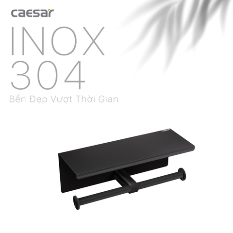 Hộp đựng giấy vệ sinh đôi có kệ Caesar Q6304B màu đen