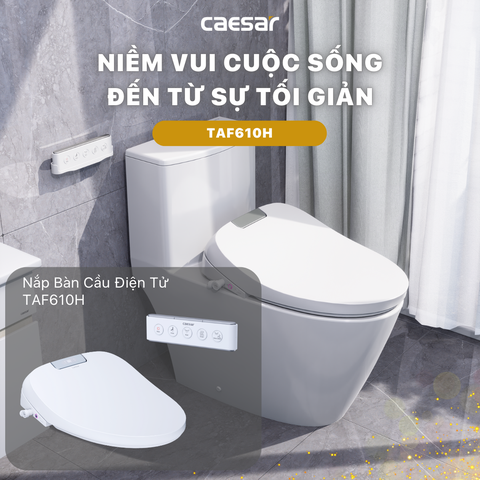 Bồn Cầu 1 khối CAESAR C1363F Nắp Rửa Điện Tử TAF610H