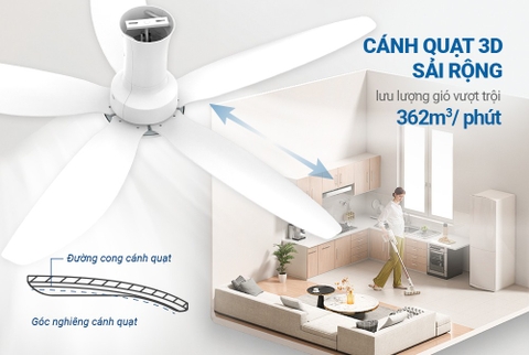 Quạt trần 5 cánh Sunhouse Apex APF7669W