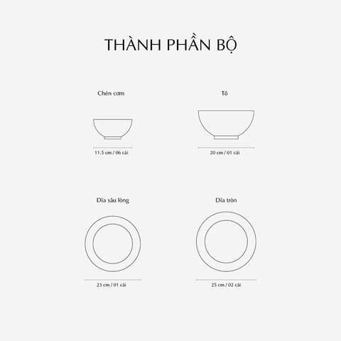Bộ đồ ăn sứ Minh Long 10 sản phẩm - Timeless - Rực rỡ Việt Nam
