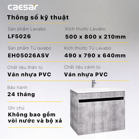 Bộ Lavabo tủ Caesar LF5026 + EH05026ASV