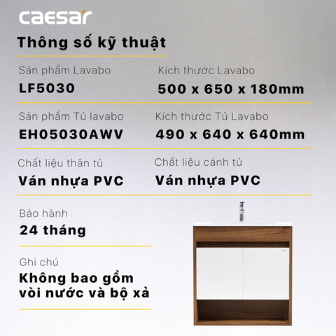 Bộ Lavabo tủ Caesar LF5030 + EH05030AWV