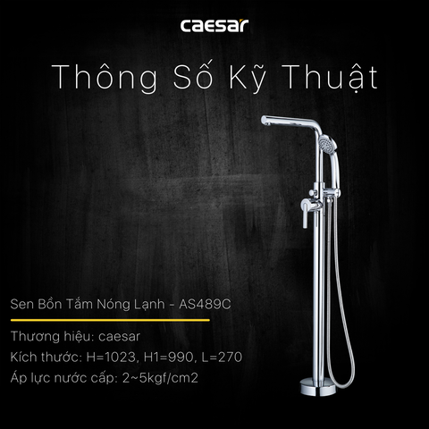 Vòi sen gắn bồn tắm Caesar AS489C nóng lạnh