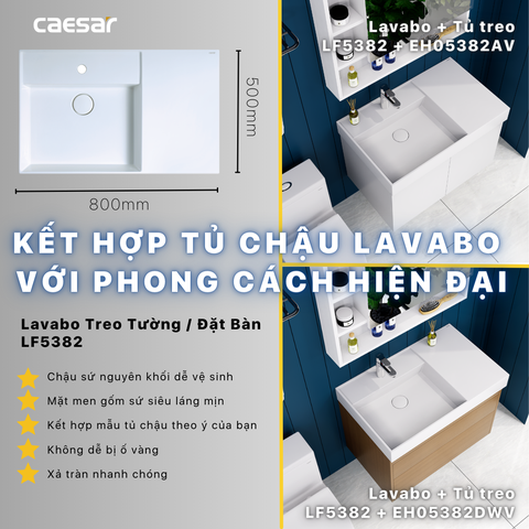 Bộ Lavabo tủ Caesar LF5382 + EH05382DWV