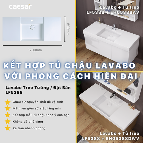 Bộ Lavabo tủ Caesar LF5388 + EH05388DWV