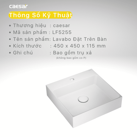 Lavabo chậu rửa mặt Caesar LF5255 đặt bàn