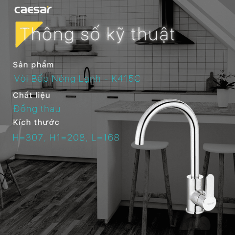 Vòi chậu rửa chén Caesar K415C nóng lạnh