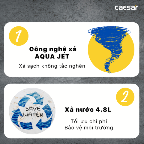 Bồn cầu 2 khối Caesar CTS1325 xả 1 nhấn nắp êm
