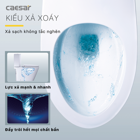 Bồn Cầu CAESAR CD1342 2 Khối Nắp Êm