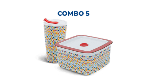 Combo 5: Ly sứ - Hộp dưỡng sinh (hoa văn Mosaic) sứ Minh Long