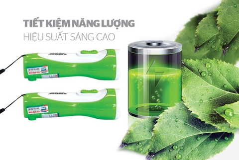 Đèn pin tay cầm Sunhouse SHE-4051 cỡ nhỏ, trắng xanh lá